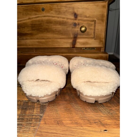 NWOT Cozetta UGG Braid Natural Cream Sheepskin Slip On Slippers Slides Size 12 - Picture 10 of 15